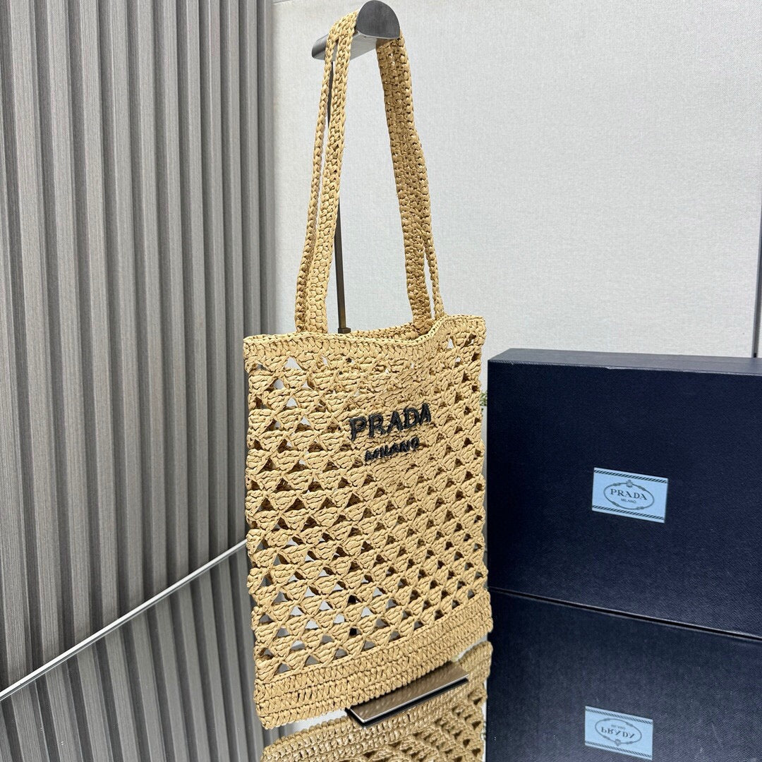 PRADA - woven crochet tote bag