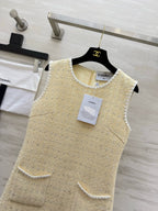 CHANEL - Chanel Light Yellow Tweed Jacket and Dress Set