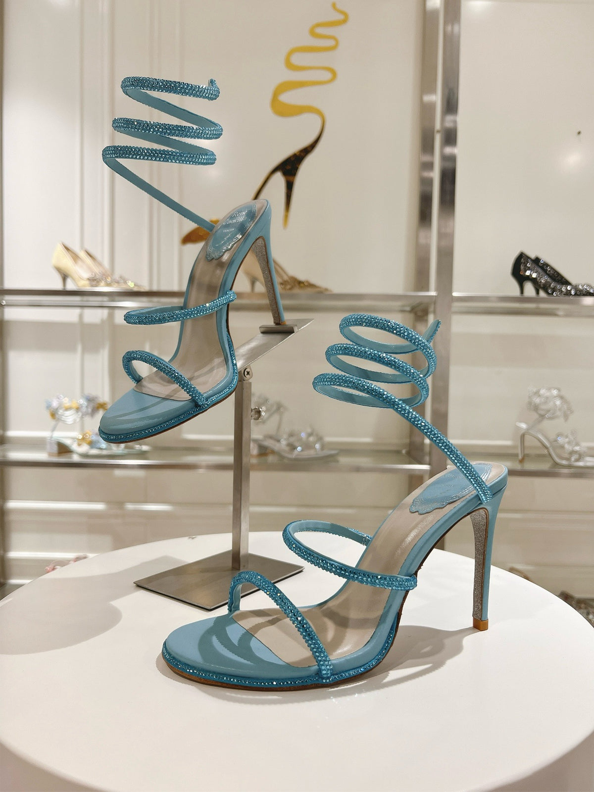 RENE CAOVILLA - CLEO blue SANDAL WITH CRYSTAL 105