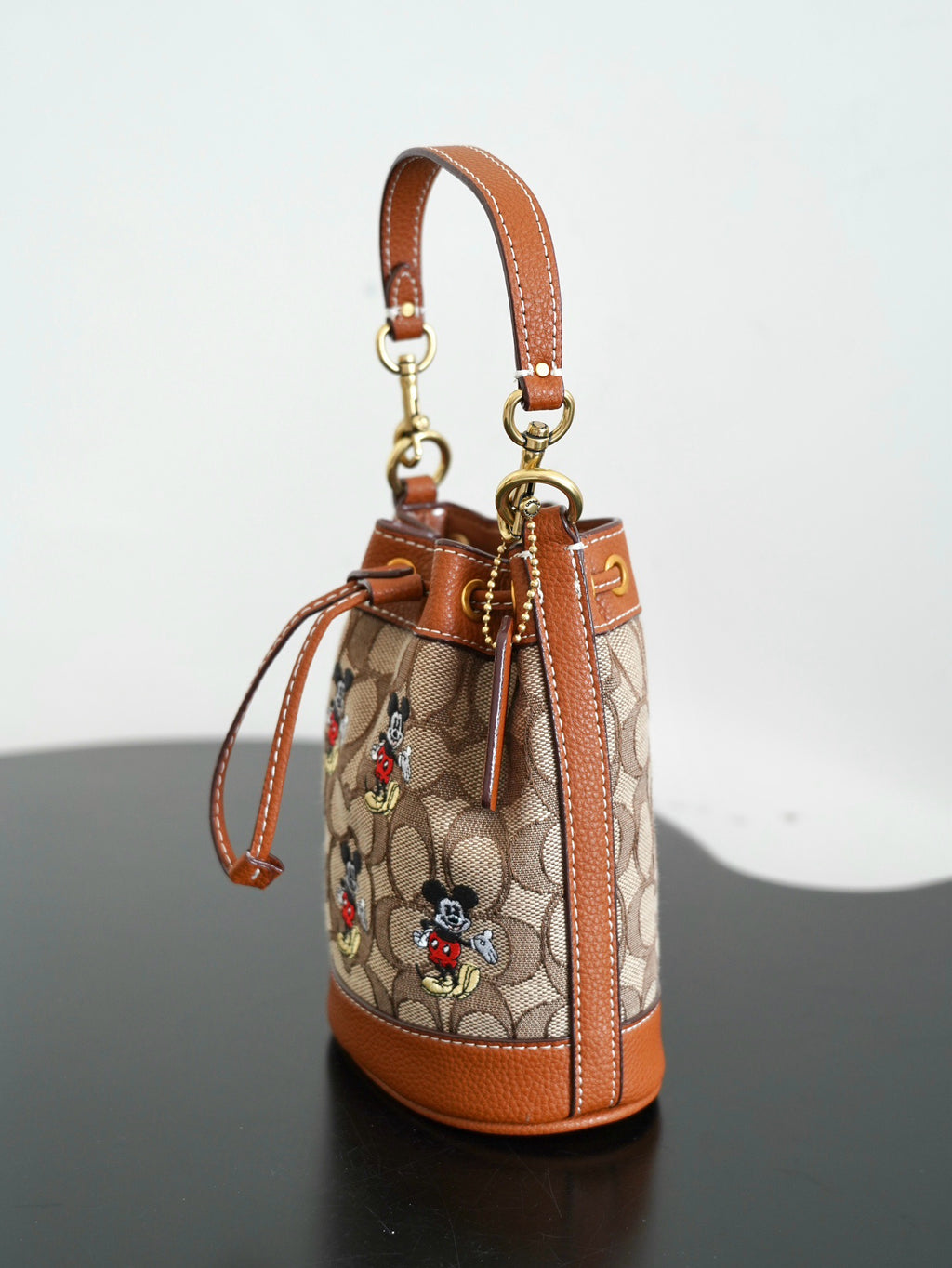 COACH - Disney Mini Dempsey Bucket Bag In Signature Jacquard Mickey Mouse