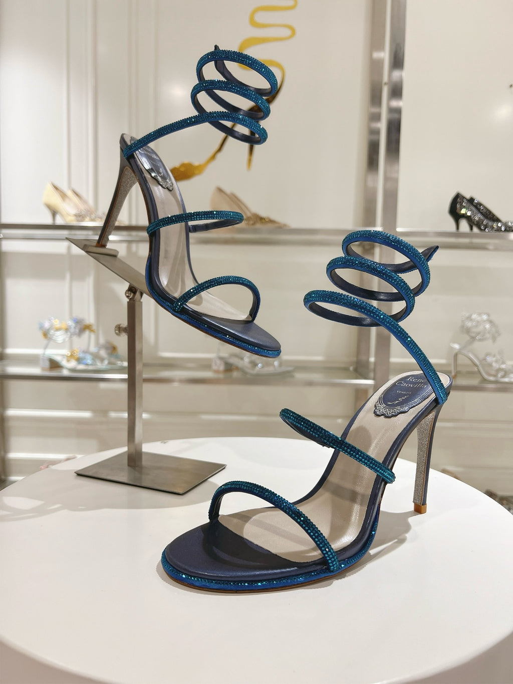 RENE CAOVILLA - CLEO blue SANDAL WITH CRYSTAL 105