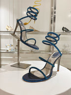 RENE CAOVILLA - CLEO blue SANDAL WITH CRYSTAL 105