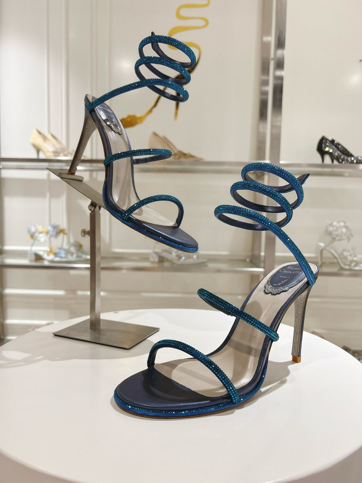 RENE CAOVILLA - CLEO blue SANDAL WITH CRYSTAL 105