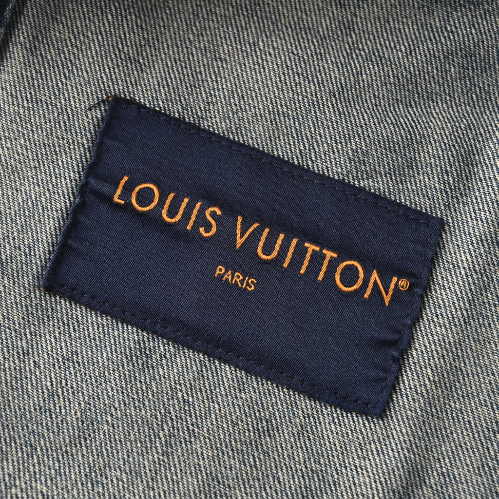 LOUIS VUITTON - Leather-Trim Cropped Denim Jacket