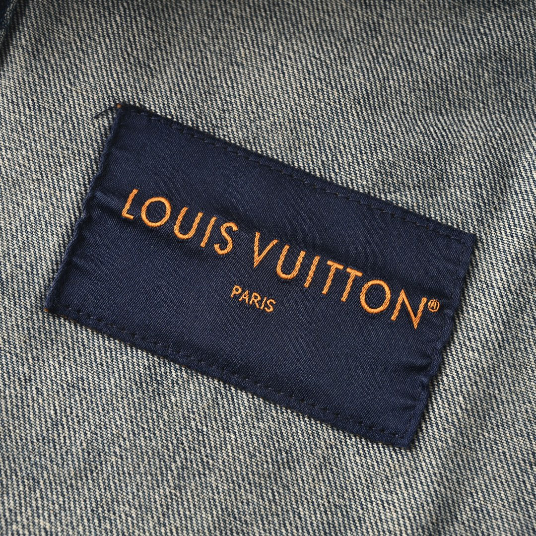LOUIS VUITTON - Leather-Trim Cropped Denim Jacket