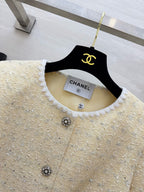 CHANEL - Chanel Light Yellow Tweed Jacket and Dress Set