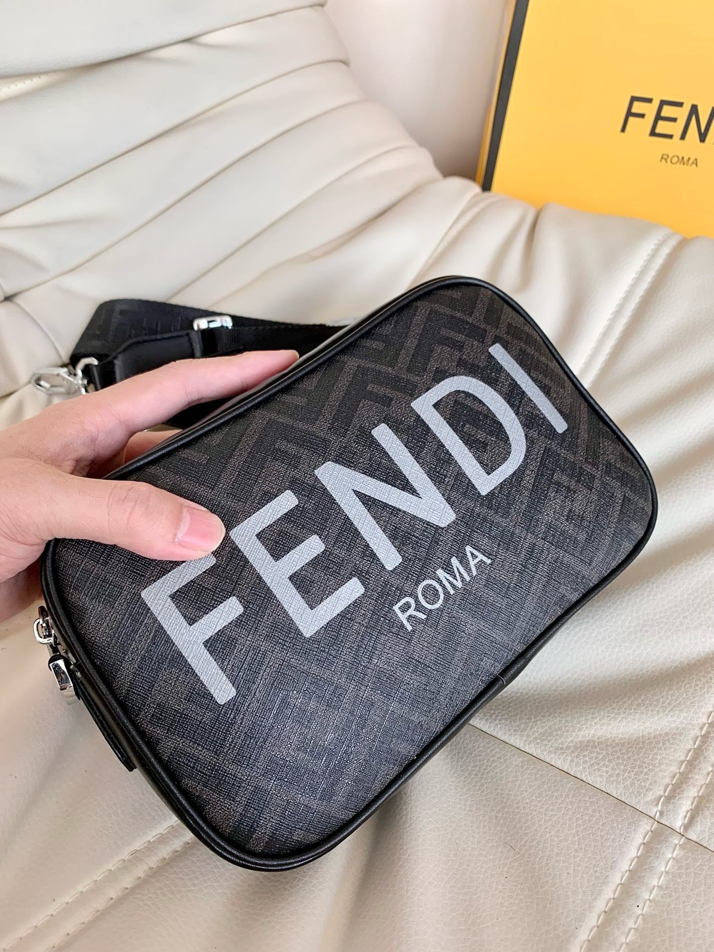 FENDI -  Zucca Coated Canvas and Leather Camera Bag