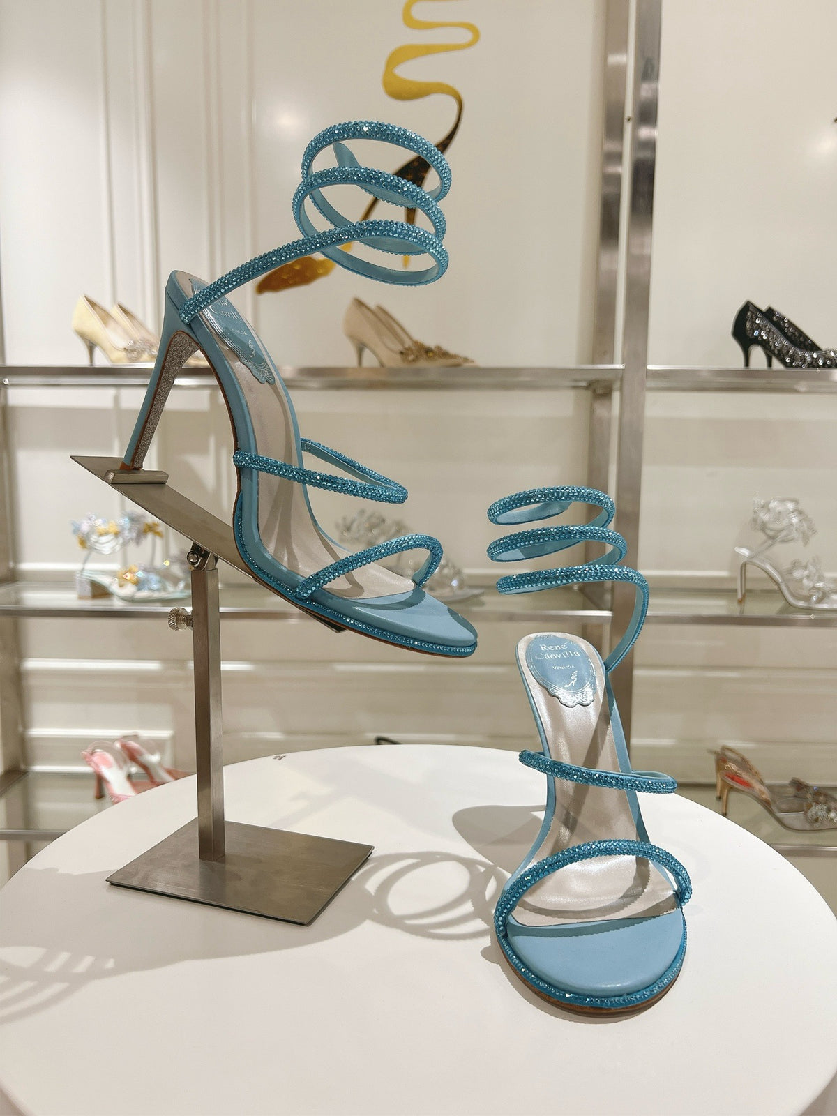 RENE CAOVILLA - CLEO blue SANDAL WITH CRYSTAL 105