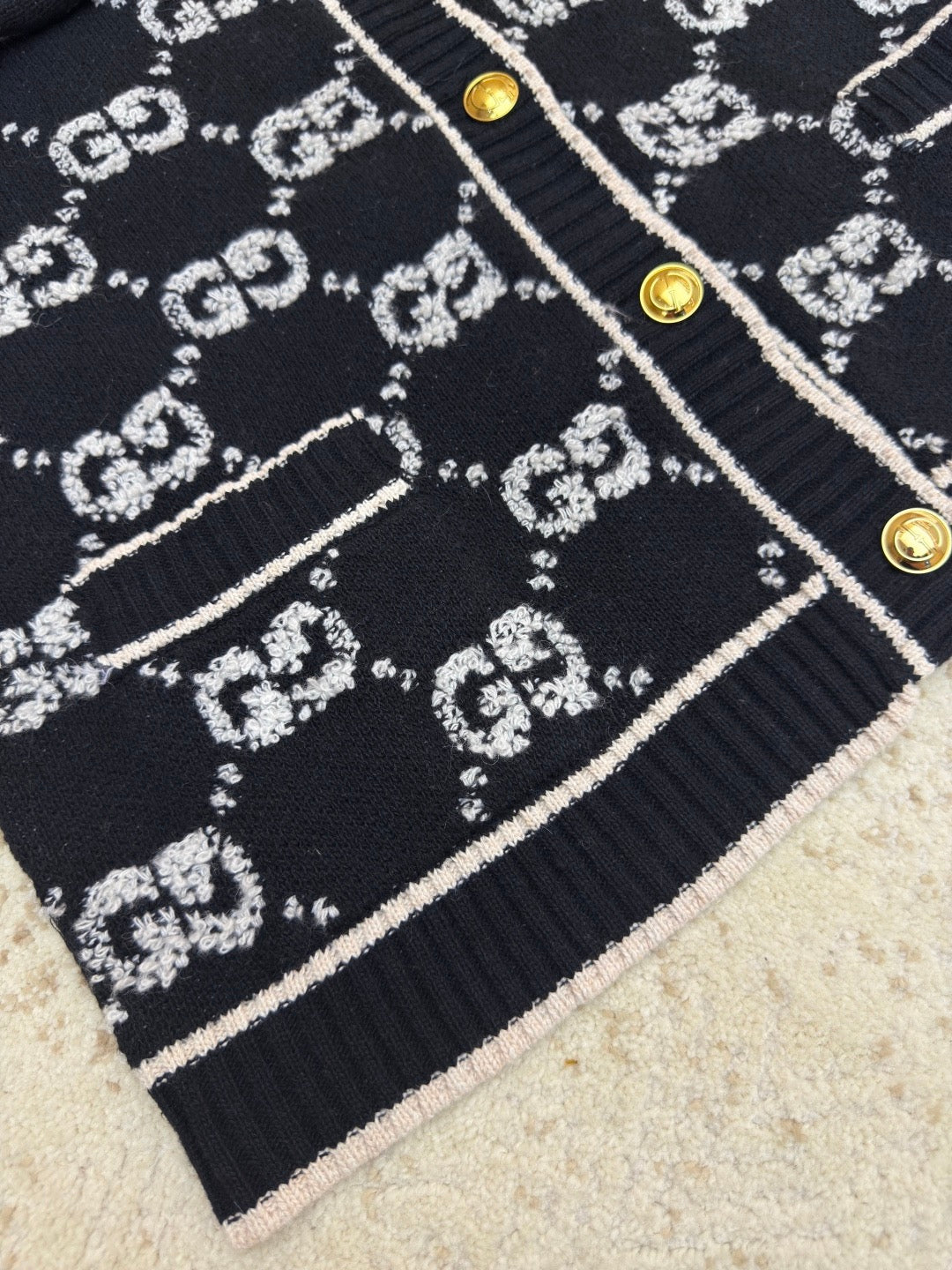 GUCCI  - Women's Black Embroidered Monogram