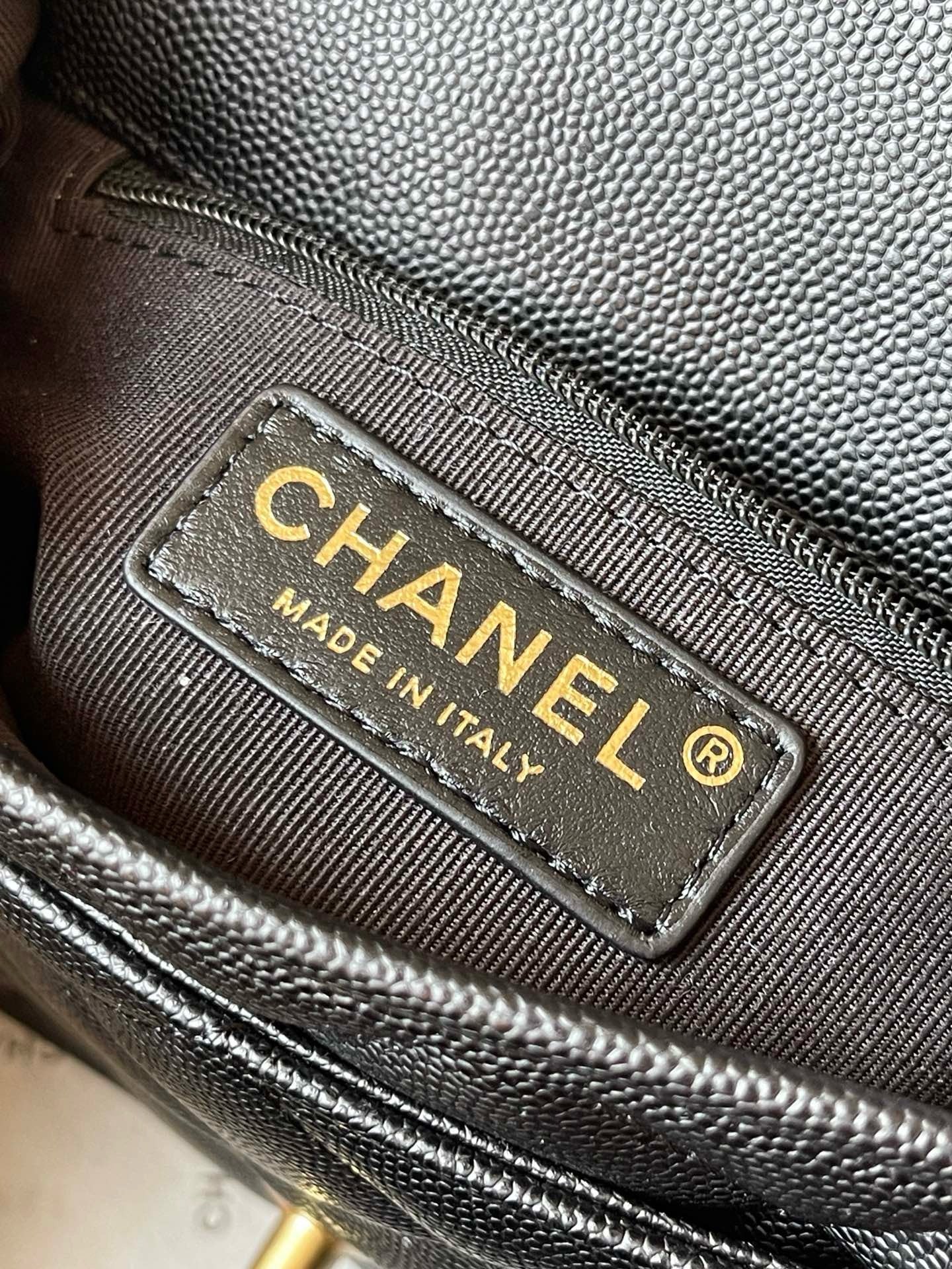 CHANE - School Memory Top Handle Flap Bag Quilted Caviar Small