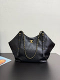 CHANEL - Shopping Bag Black Calfskin Antique Gold Hardware