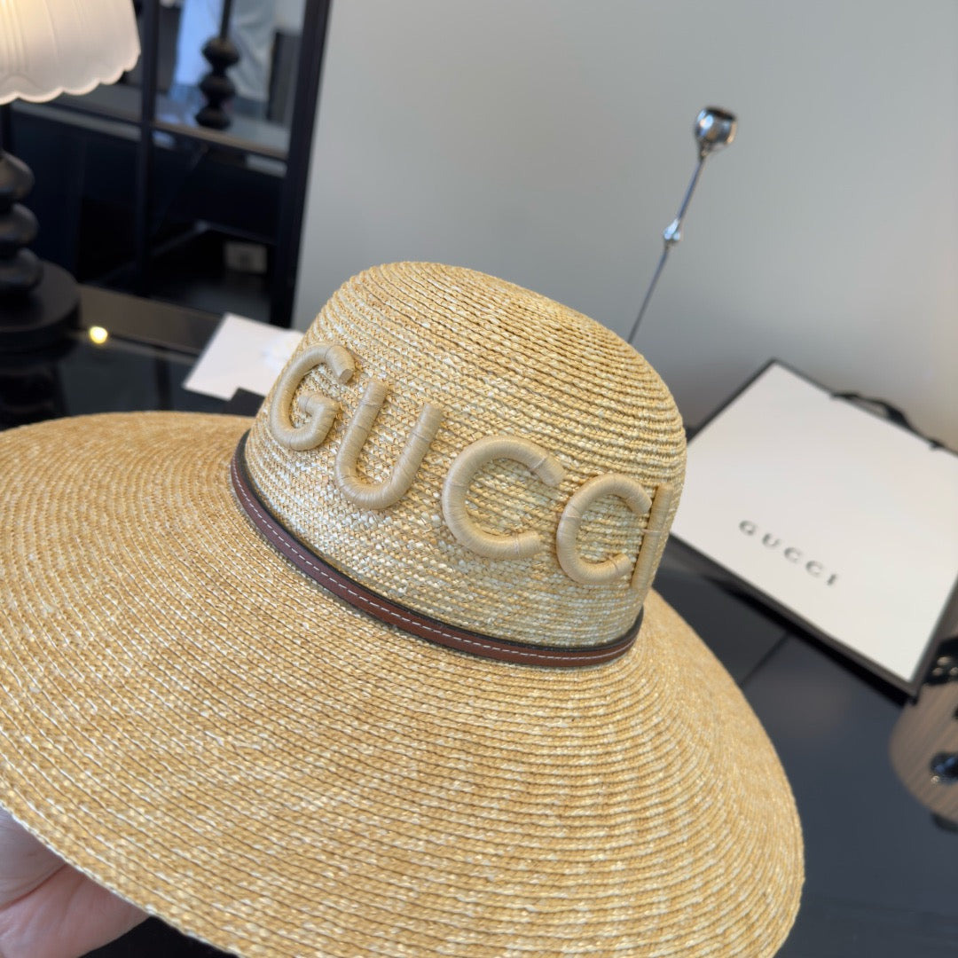 GUCCI - trimmed raffia sun hat