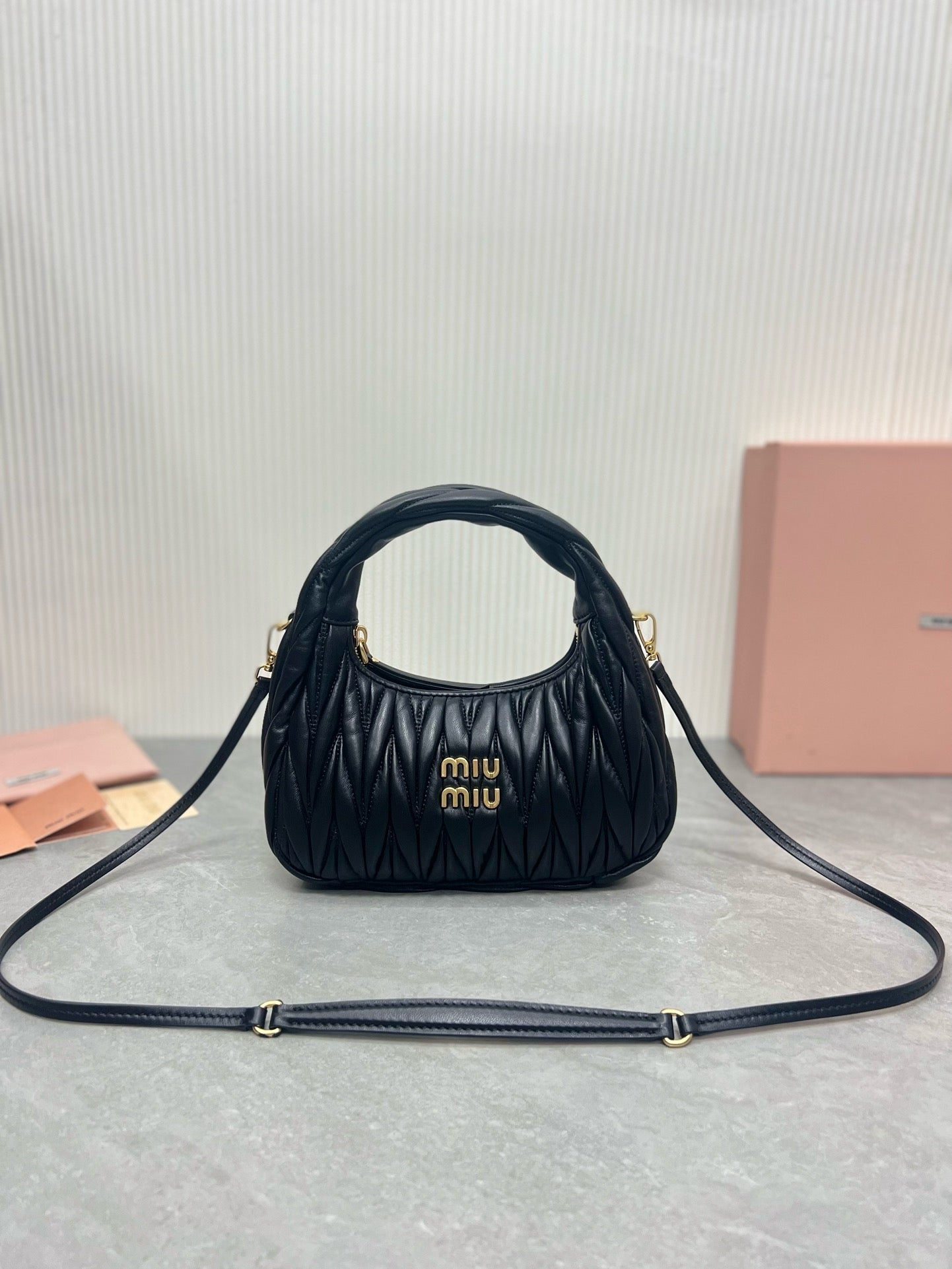 MIU MIU - Wander matelassé nappa leather hobo mini-bag