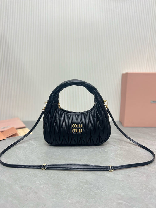 MIU MIU - Wander matelassé nappa leather hobo mini-bag