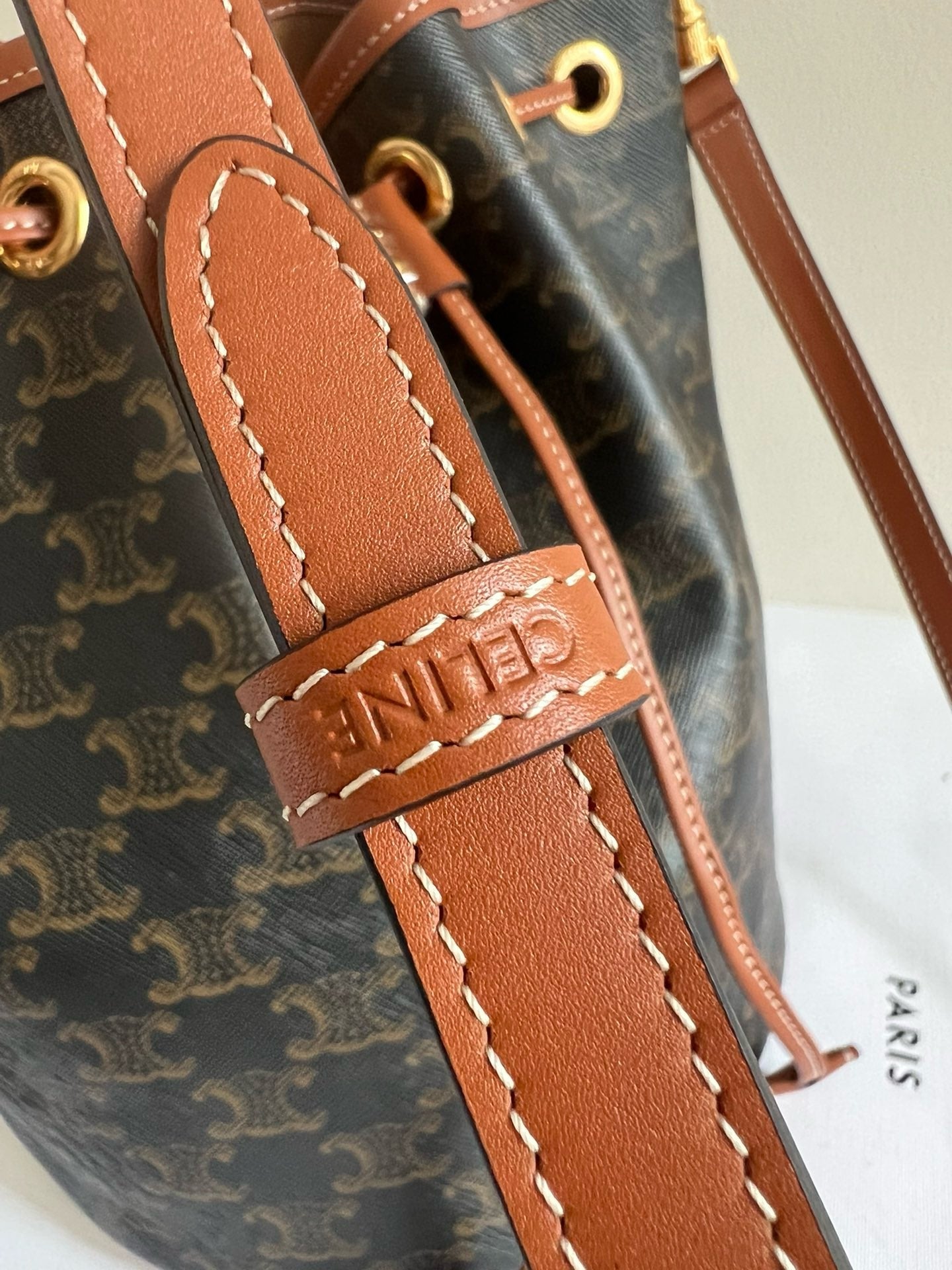 CELINE - TEEN CLARA BAG IN TRIOMPHE CANVAS AND CALFSKIN