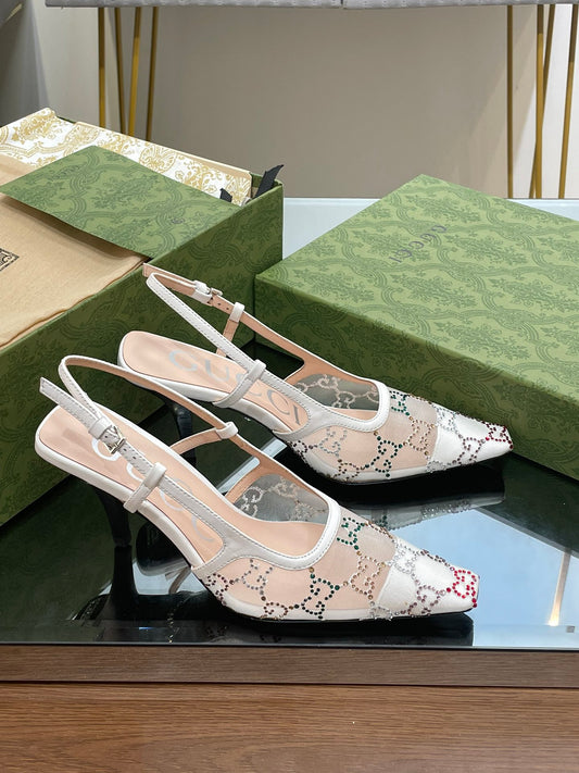 GUCCI - Square Toe Crystal Rhinestone Pumps