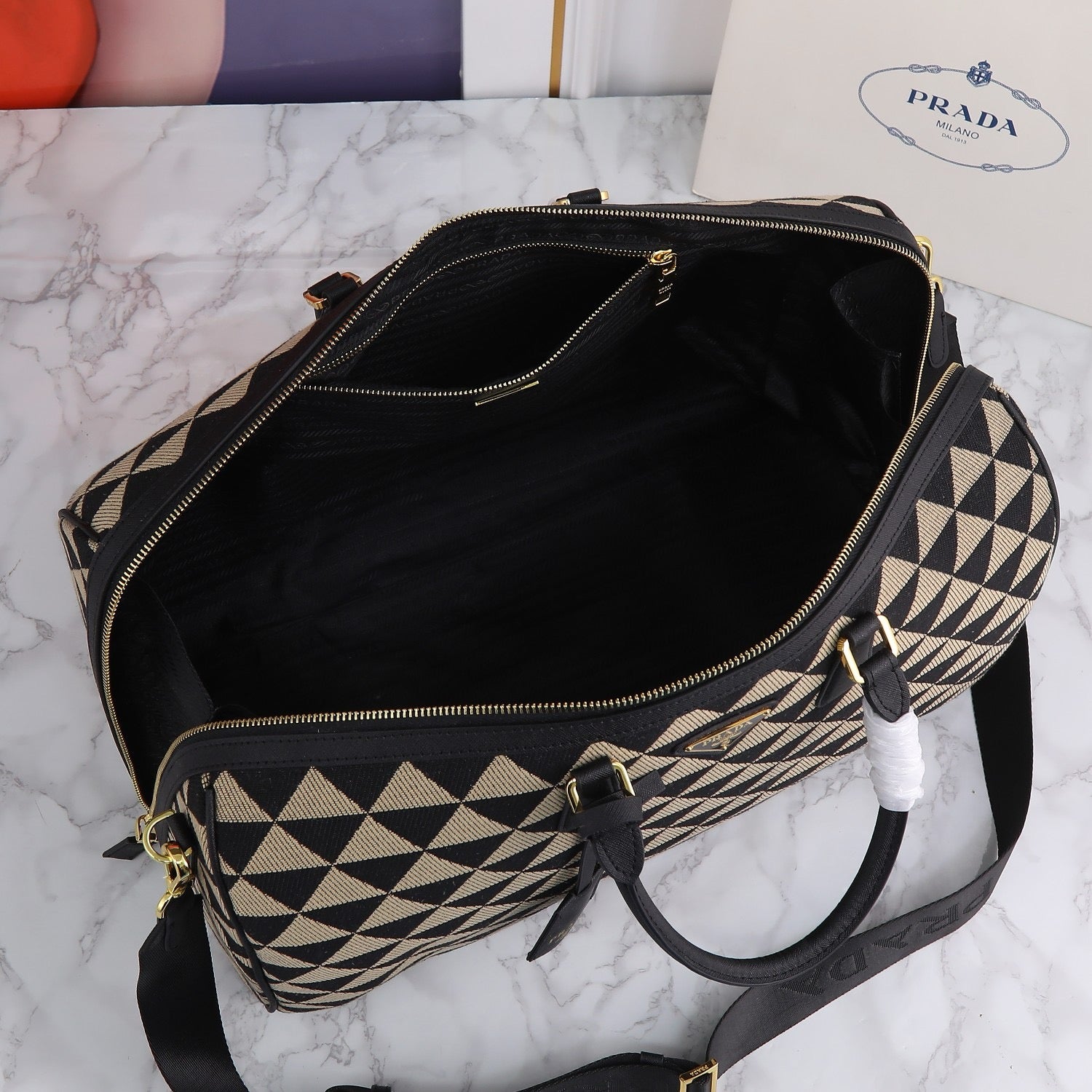 PRADA - Prada Symbole embroidered fabric bag