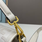 FENDI - Extra Baby white FF Cotton Canvas Medium Baguette Bag