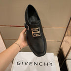 GIVENCHY - Givenchy Black Squared Buckle Loafers
