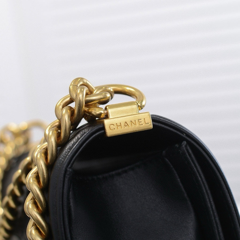 CHANEL - Exotics Small Boy Bag Black Python Molurus Leather
