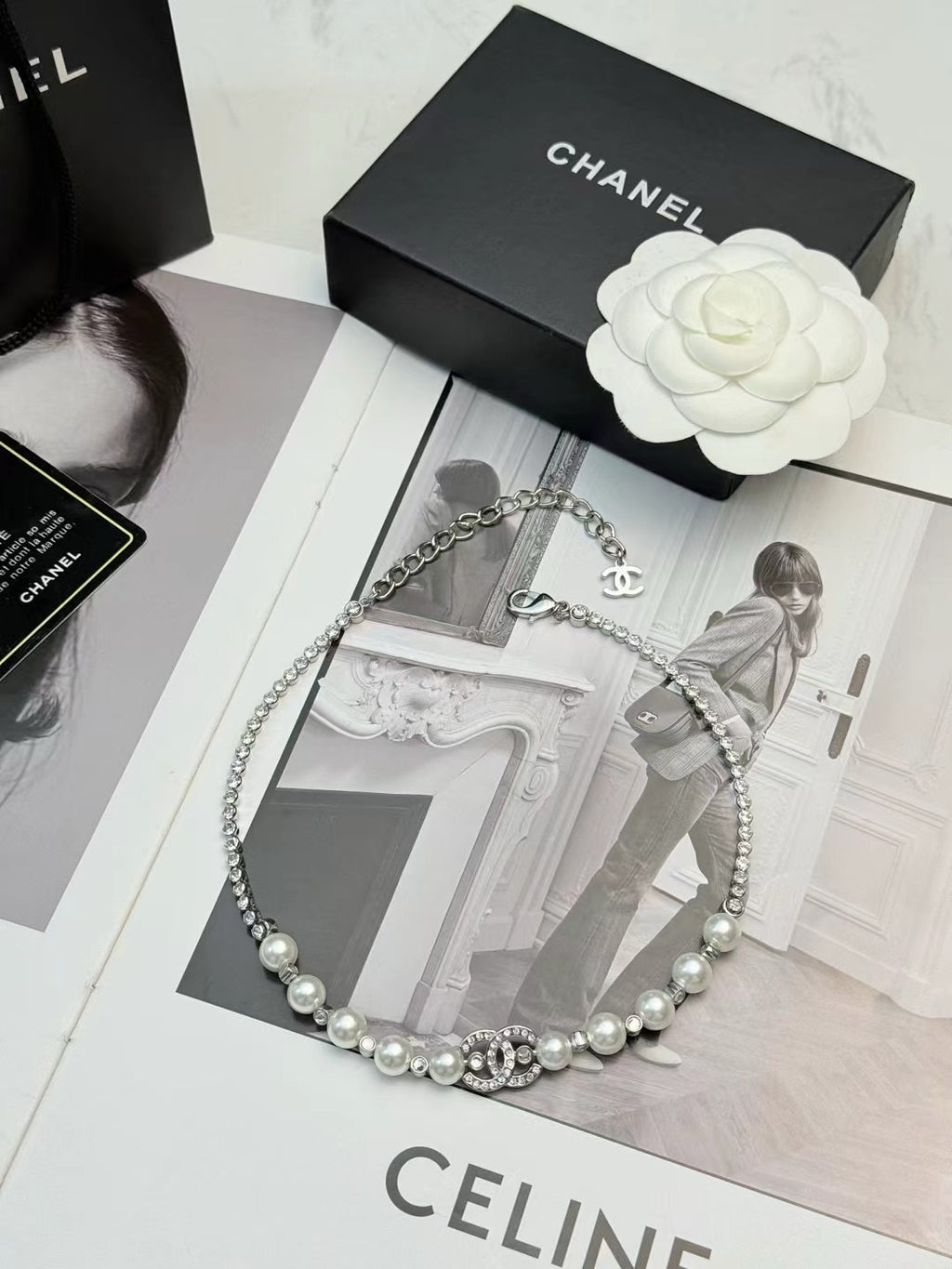 CHANEL - Crystal CC Choker Necklace