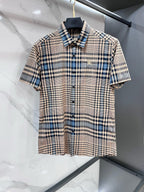 BURBERRY - Stretch Poplin Check Short Sleeve Shirt
