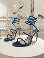 RENE CAOVILLA - CLEO blue SANDAL WITH CRYSTAL 105