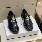 GIVENCHY - Givenchy Black Squared Buckle Loafers