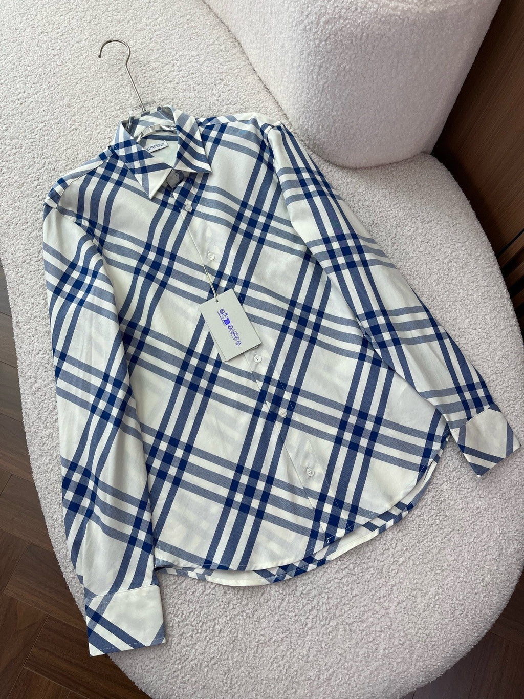 BURBERRY - Slim Fit Check Cotton Poplin Shirt