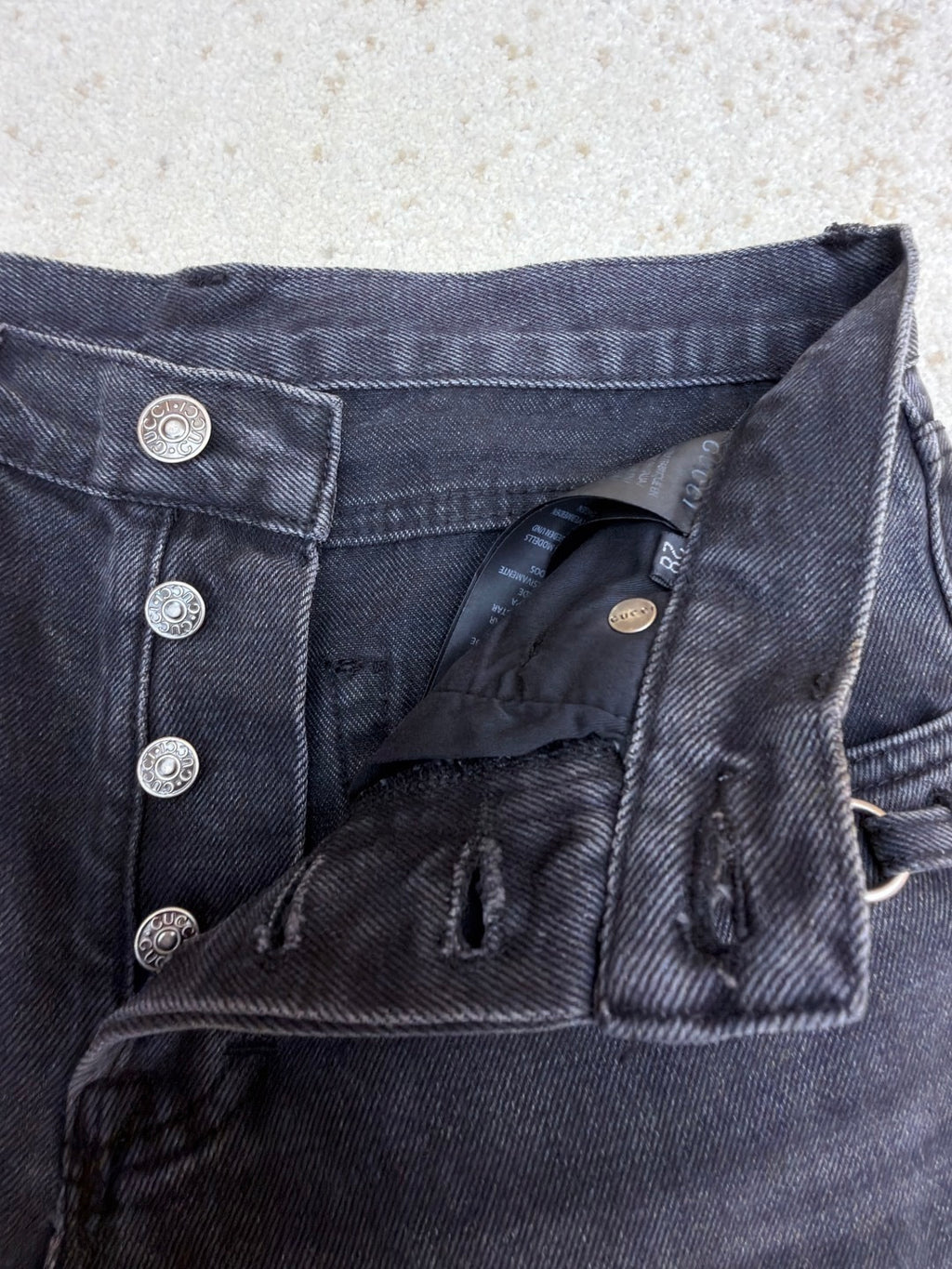 GUCCI - cotton denim pants with horsebit