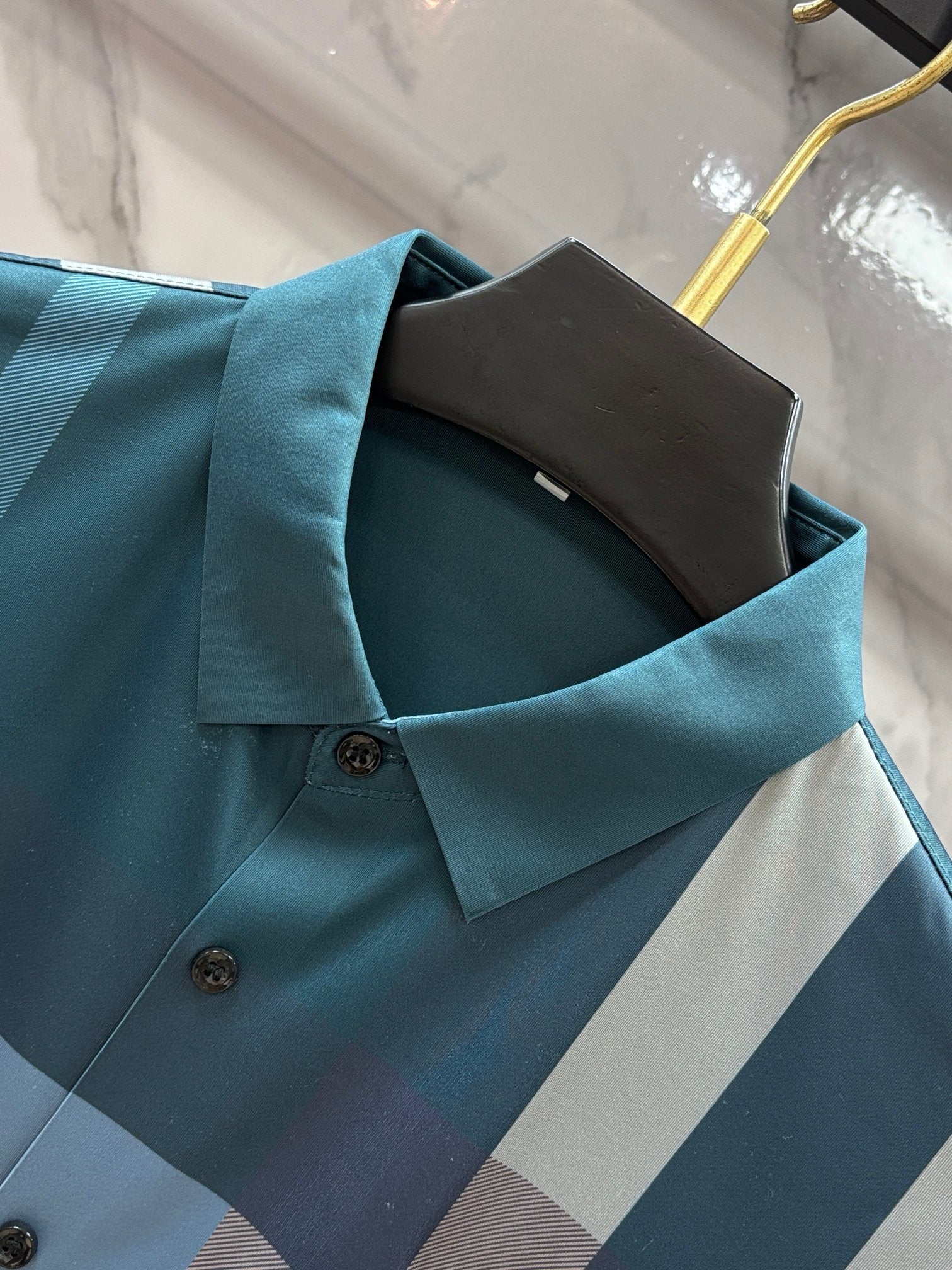 BURBERRY - Stretch Poplin Check Short Sleeve Shirt