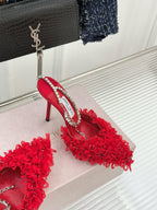 JIMMY CHOO - Mesh Pumps with Petal Embroidery and Crystal Chain