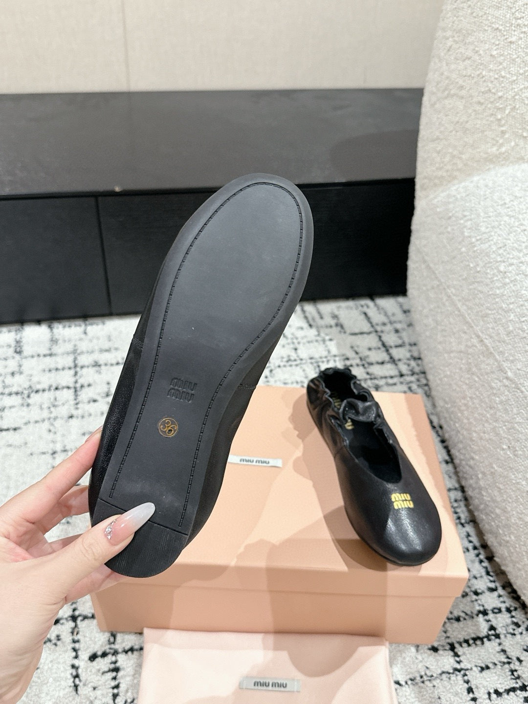 MIU MIU - Ruches nappa leather ballerinas