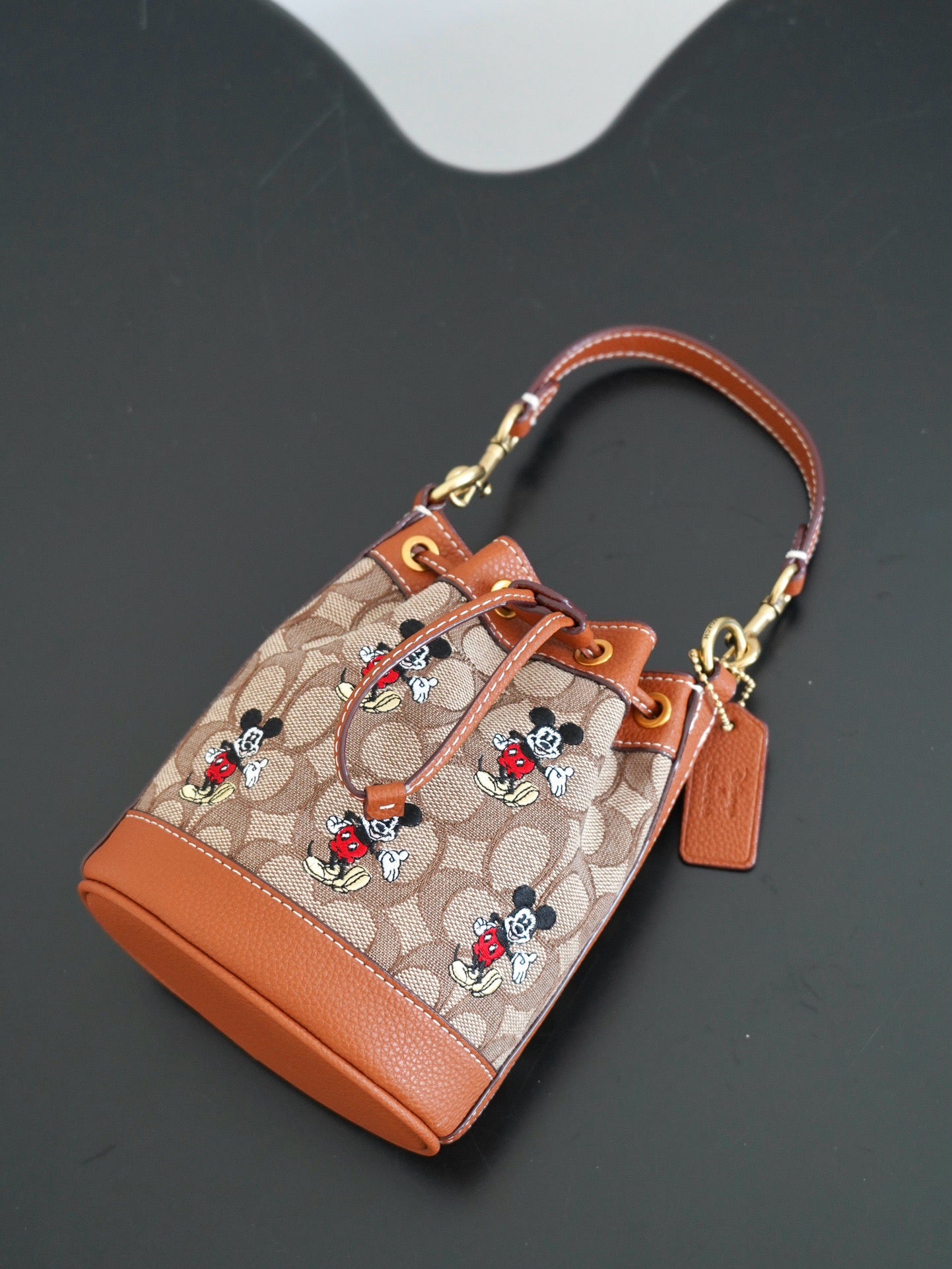 COACH - Disney Mini Dempsey Bucket Bag In Signature Jacquard Mickey Mouse