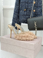 JIMMY CHOO - Mesh Pumps with Petal Embroidery and Crystal Chain