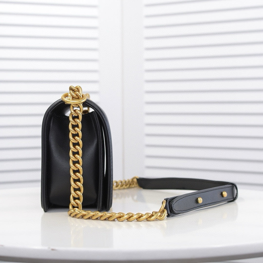 CHANEL - Exotics Small Boy Bag Black Python Molurus Leather