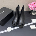 CHANEL - Crumpled Calfskin Patent Cap Toe Short Boots