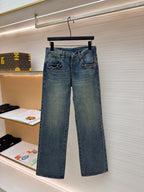 GUCCI - cotton denim pants with horsebit