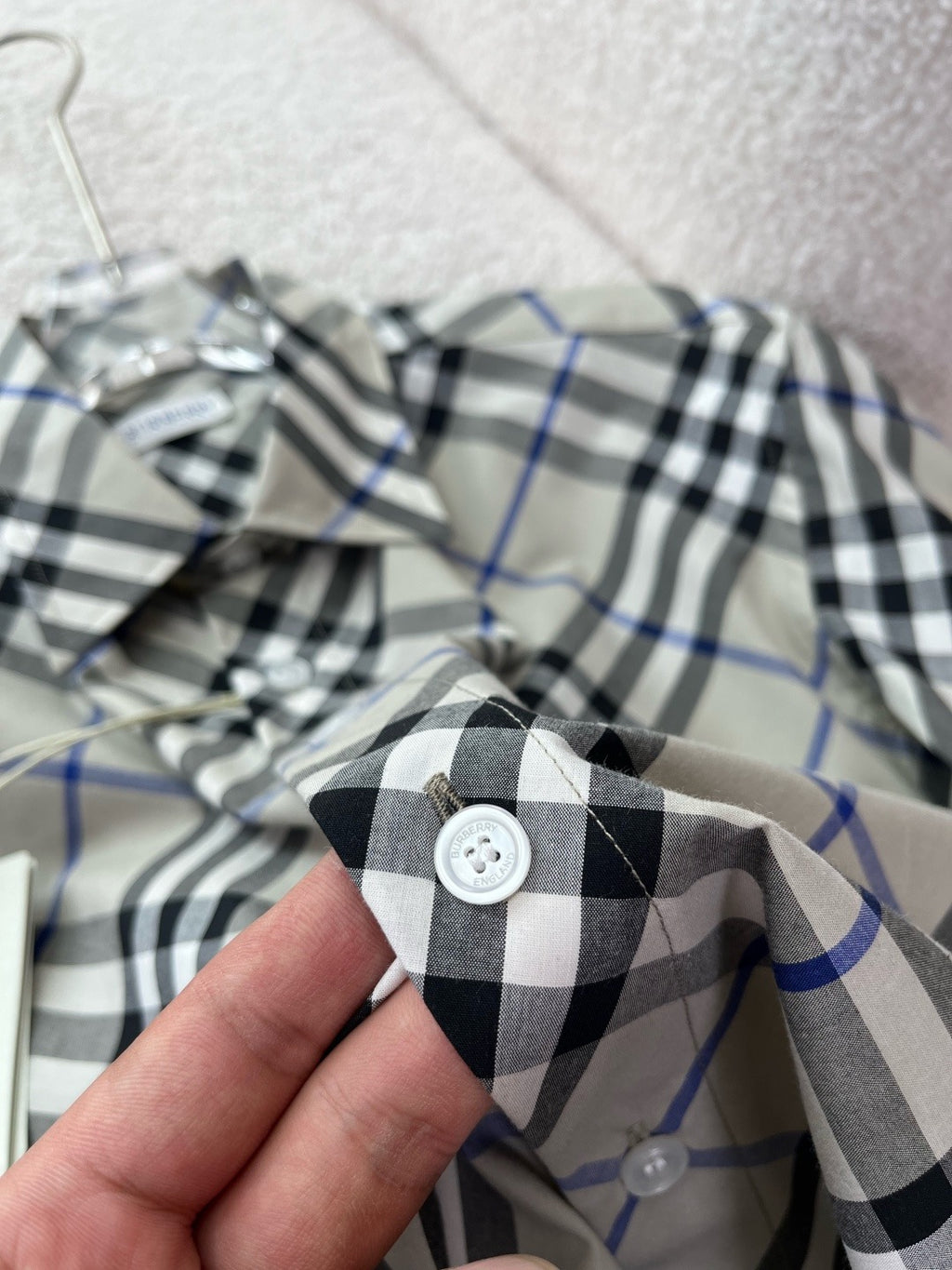 BURBERRY - Slim Fit Check Cotton Poplin Shirt