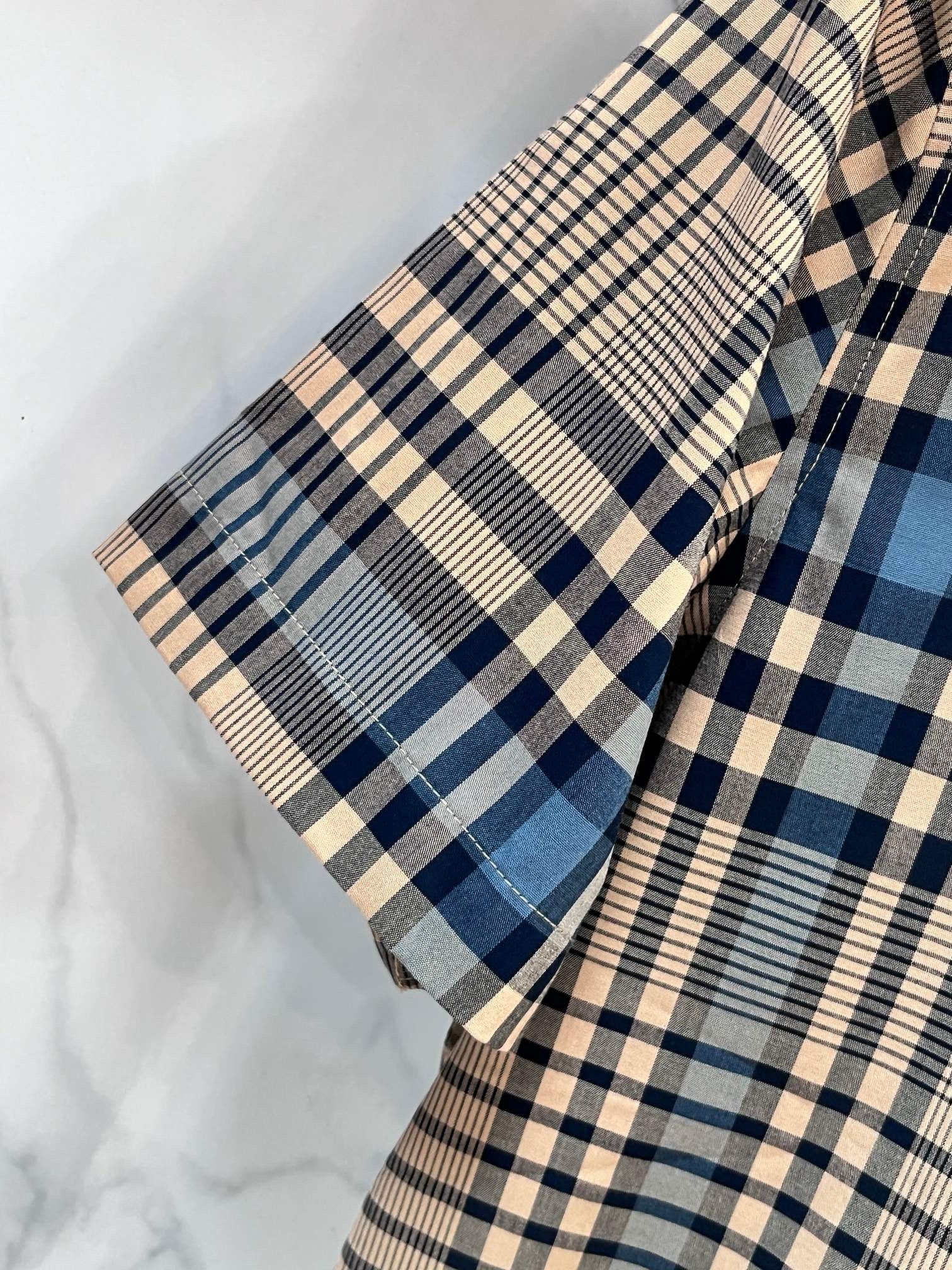 BURBERRY - Stretch Poplin Check Short Sleeve Shirt