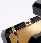 CHANEL - Chanel Balck/Gold Plexiglass Perfume Bottle Evening Bag
