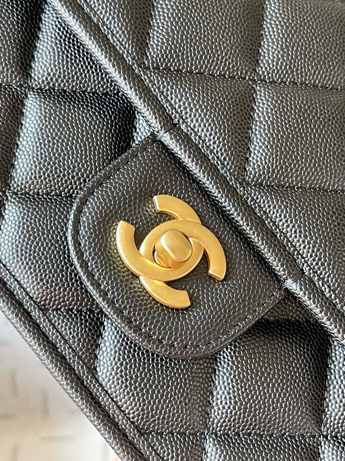 CHANE - School Memory Top Handle Flap Bag Quilted Caviar