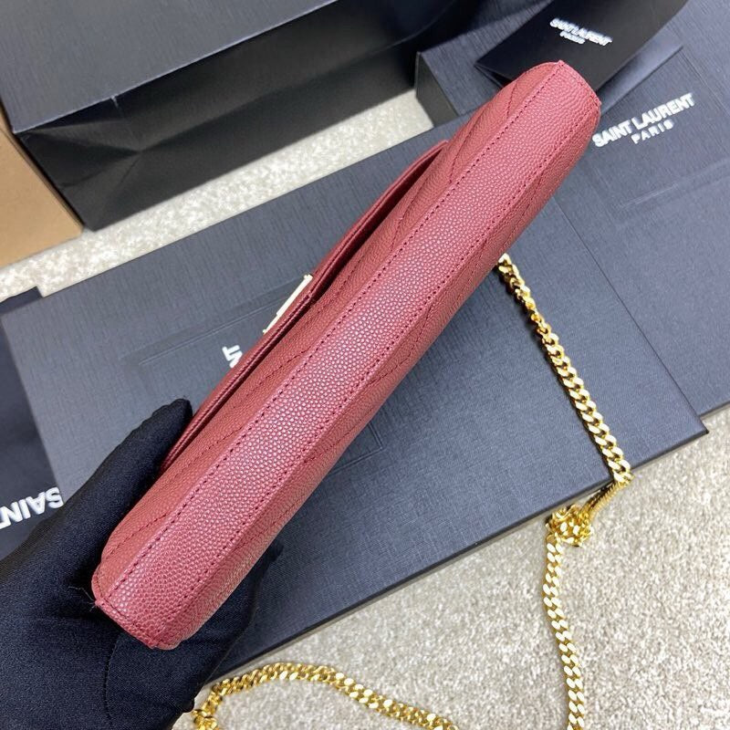 SAINT LAURENT- Red Leather Handbag
