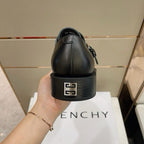 GIVENCHY - Givenchy Black Squared Buckle Loafers