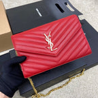 SAINT LAURENT- Red Leather Handbag