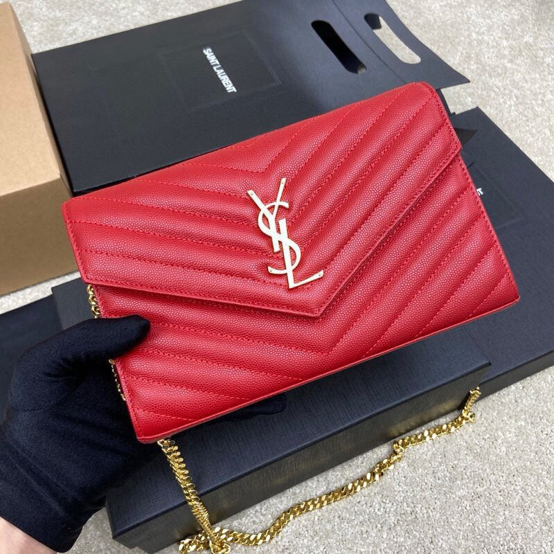 SAINT LAURENT- Red Leather Handbag