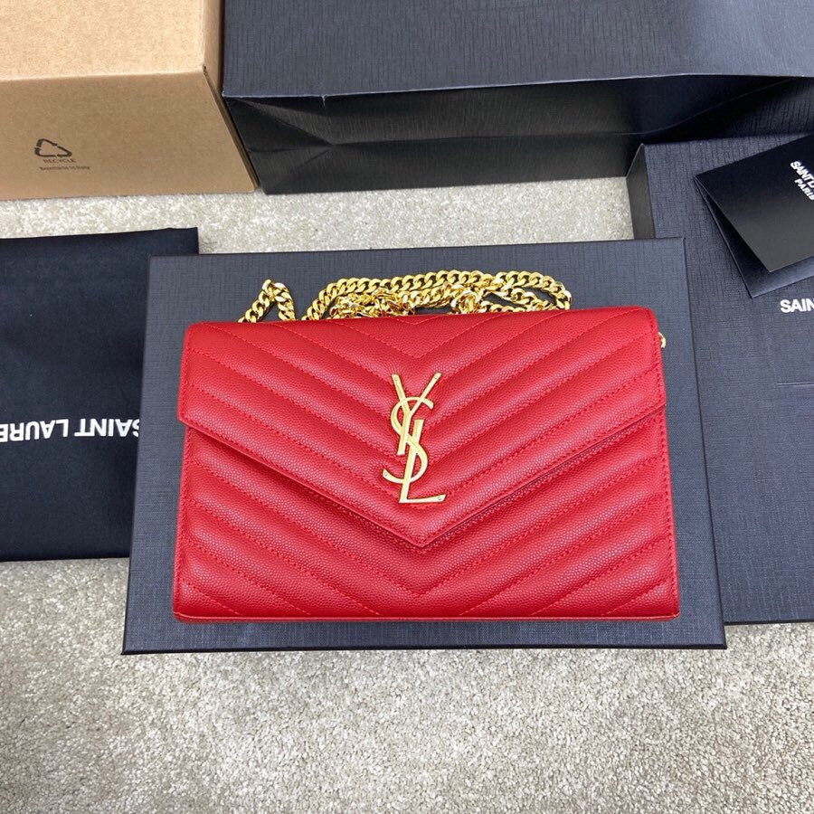 SAINT LAURENT- Red Leather Handbag