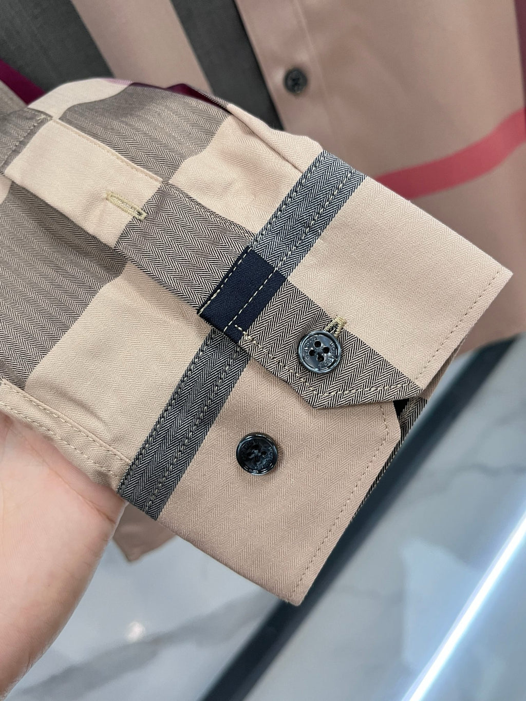 BURBERRY - Stretch Poplin Check long Sleeve Shirt