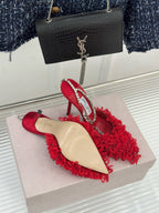 JIMMY CHOO - Mesh Pumps with Petal Embroidery and Crystal Chain