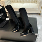 CHANEL - Block Heel Knee-High Boots